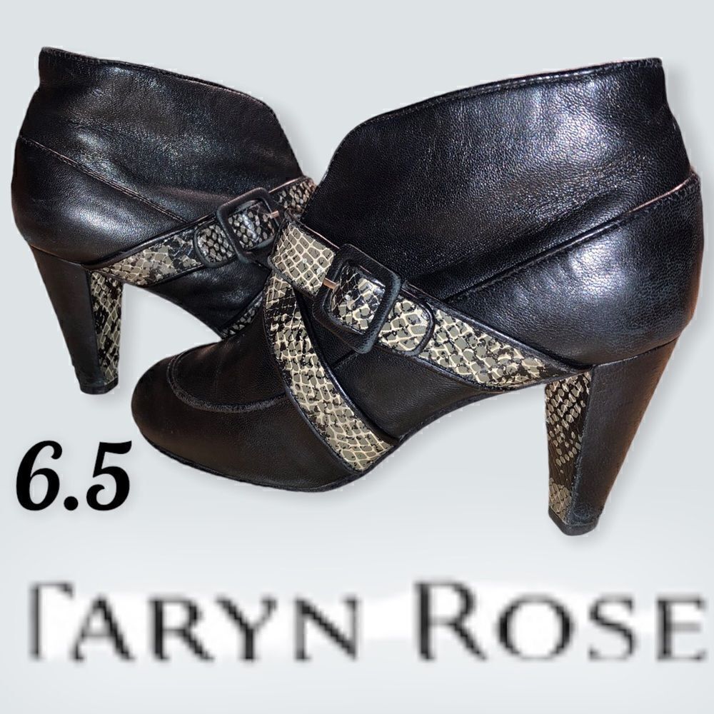 TARYN ROSE BOOT, NAPA LEATHER & FAUX REPTILE SZ 6.5
